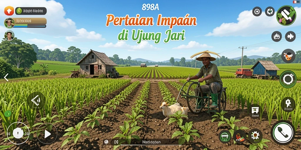 Tangkapan layar utama 898A menampilkan gameplay pertanian yang seru.