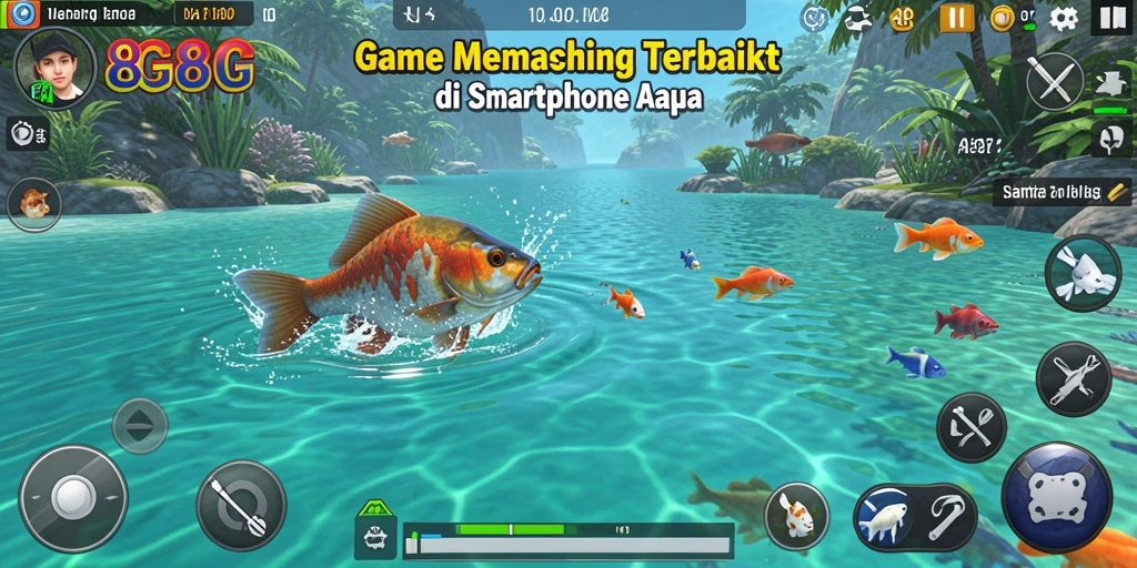 Gambaran gameplay menarik dalam 8G8G saat memancing di laut.