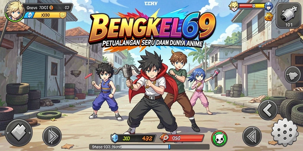 Tampilkan aksi seru dari karakter anime di BENGKEL69.