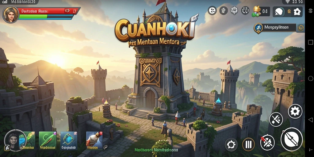 Screenshot gameplay menunjukkan pertahanan menara yang kreatif dan dinamis.