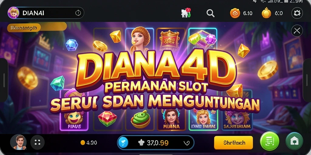 Screenshot gameplay DIANA4D menampilkan mesin slot yang berwarna-warni.