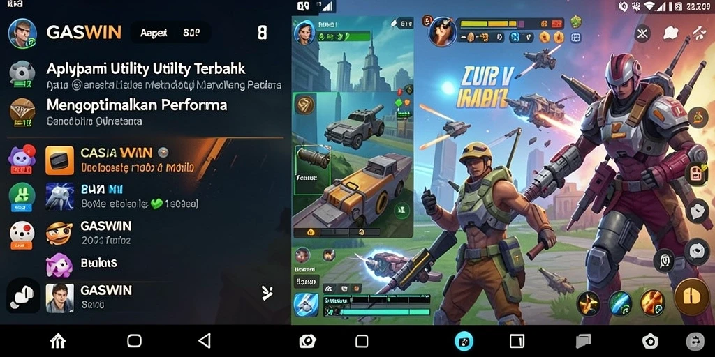 Screenshot utama GASWIN menampilkan antarmuka pengguna yang intuitif dan fitur optimasi.