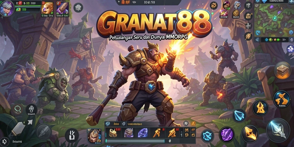 Screenshot gameplay <strong>GRANAT88</strong> menampilkan pertarungan seru antar pemain di dunia fantasi.