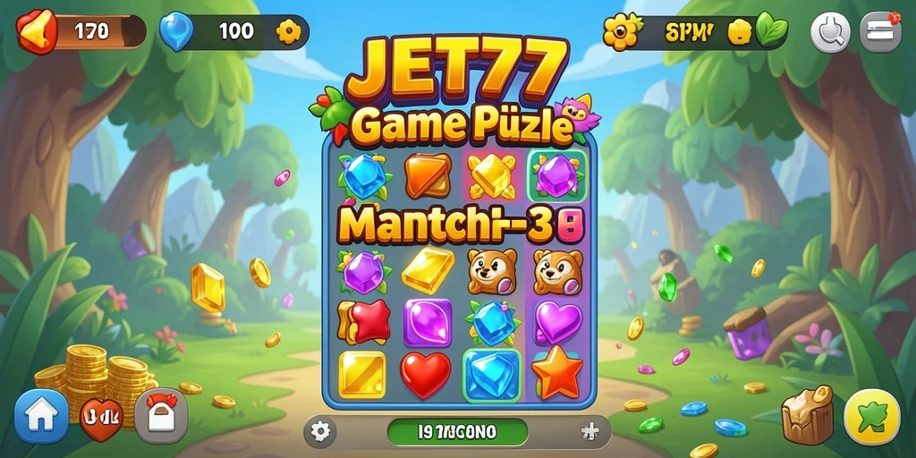 Gameplay menarik dari JET77 dengan tantangan Match-3 yang seru.
