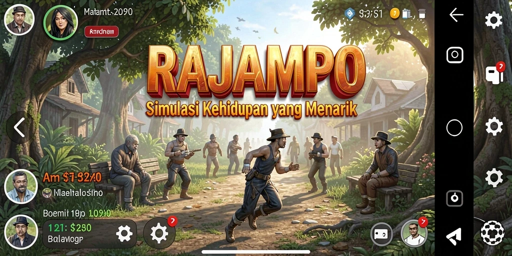Tampilan gameplay RAJAMPO yang penuh warna dan interaktif.