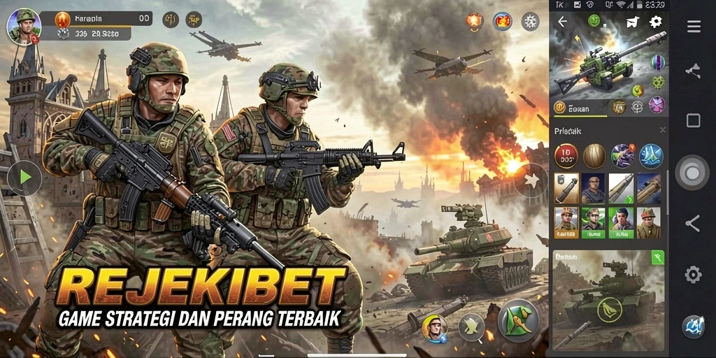 Tampilan gameplay menarik dari REJEKIBET yang menyuguhkan strategi SLG.